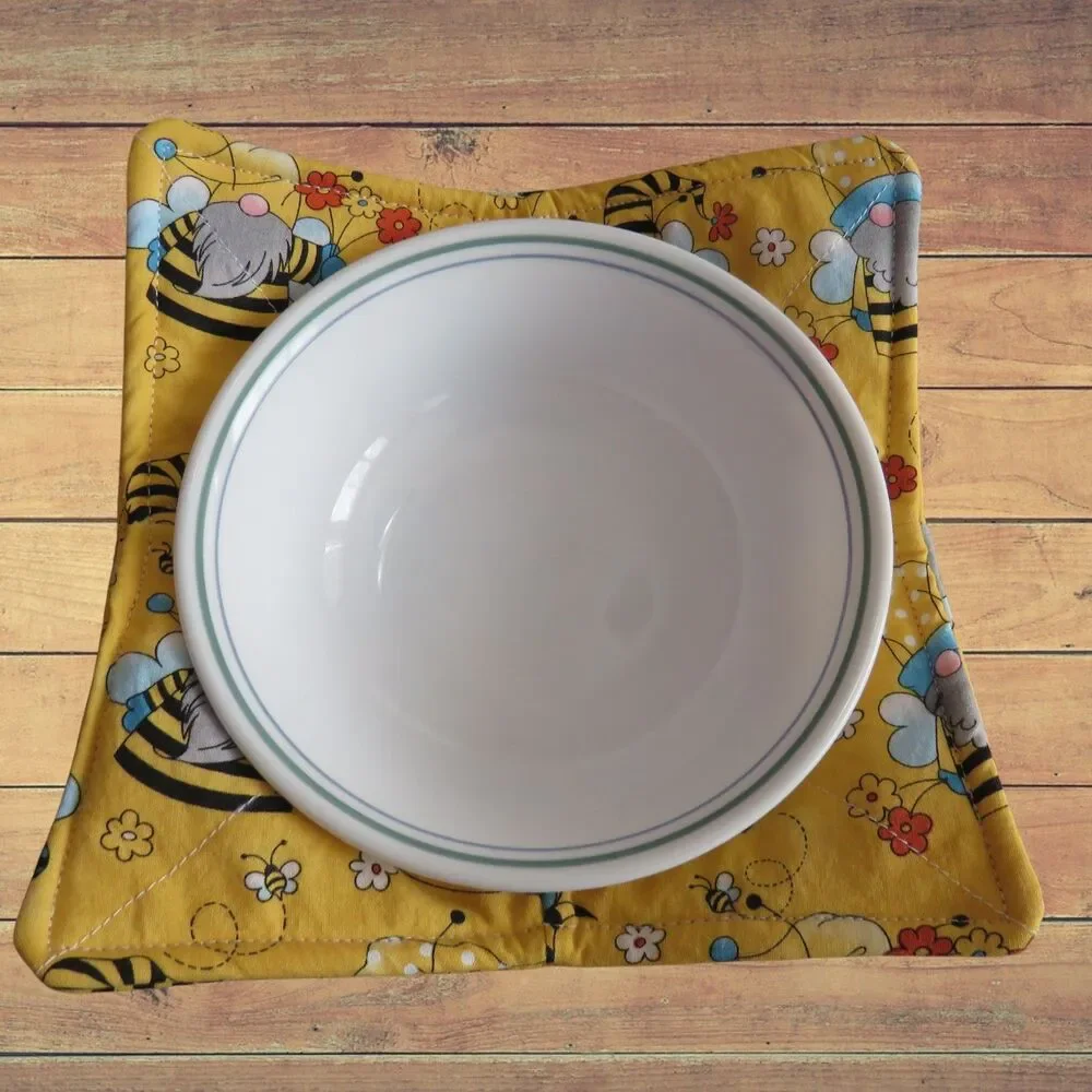 Microwave Bowl Cozy, Bee Gnome Soup Bowl Holder, Gift Under Ten
